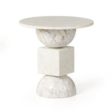 Neda End Table, Polished White Marble