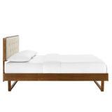 Bridgette King Wood Platform Bed With Angular Frame In Walnut Beige