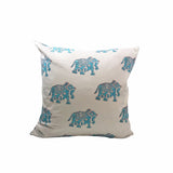 Indian Block Print Pillow Cover | BLUE ELEPHANT 22x22