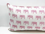 Indian Block Print Pillow Cover | PINK ELEPHANT 12x20