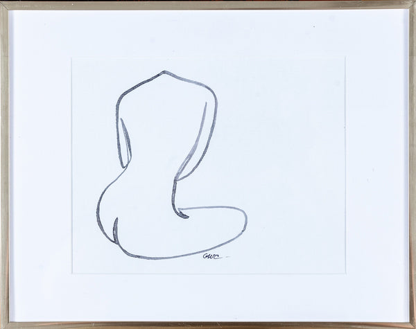 Original Nude Line Drawing (Back w/crossed legs) - Signed & Unframed