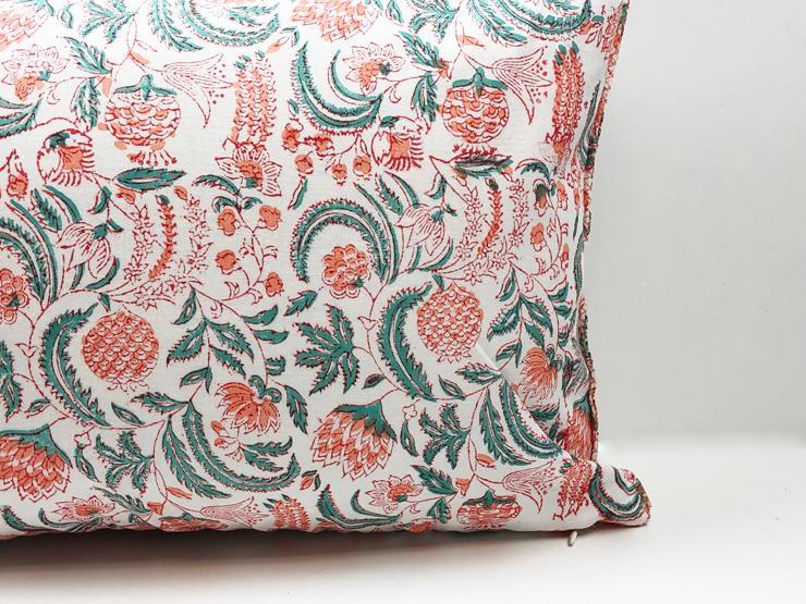 Indian Block Print Lumbar Pillow Cover | Olivia 12x20
